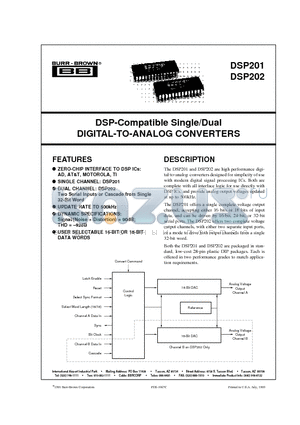 DSP201 datasheet - DSP-Compatible Single/Dual DIGITAL-TO-ANALOG CONVERTERS