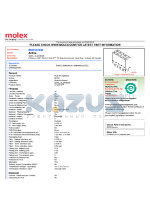 90151-2230 datasheet - 2.54mm (.100) Pitch C-Grid III PC Board Connector, Dual Row, Vertical, 30 Circuits