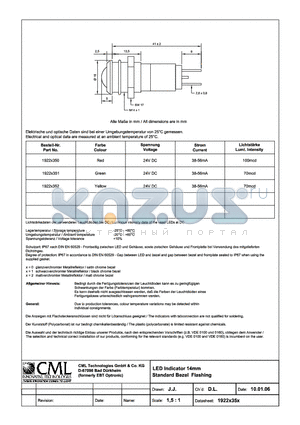 1922X351 datasheet - LED Indicator 14mm Standard Flashing