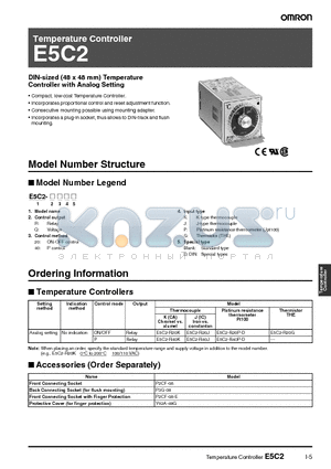 E5C2-Q40G datasheet - DIN-sized (48 x 48 mm) Temperature Controller with Analog Setting