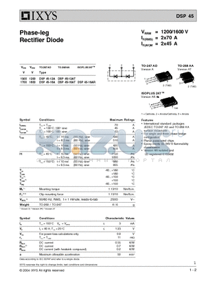 DSP45 datasheet - Phase-leg Rectifier Diode