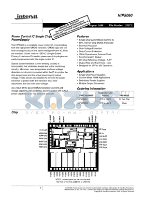 HIP5060DW datasheet - Power Control IC Single Chip PowerSupply