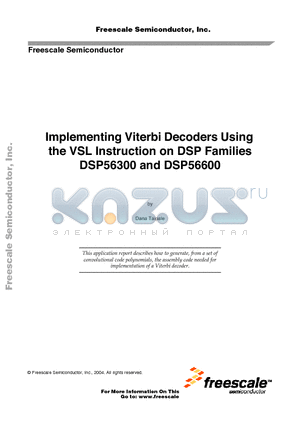 DSP56300 datasheet - Implementing Viterbi Decoders Using the VSL Instruction on DSP Families