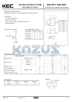 KRC407V datasheet - EPITAXIAL PLANAR NPN TRANSISTOR