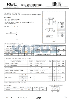 KRC414 datasheet - EPITAXIAL PLANAR NPN TRANSISTOR (SWITCHING, INTERFACE CIRCUIT AND DRIVER CIRCUIT)