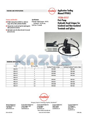 19286-0117 datasheet - Putt Pump Hydraulic Head Crimper for