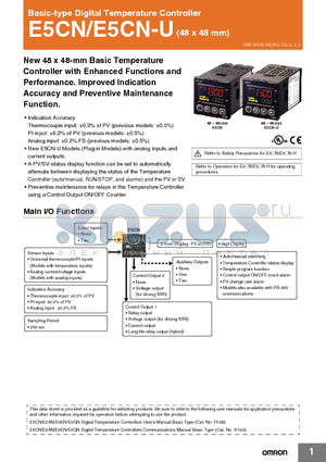 E5CN-C2MT-500 datasheet - Basic-type Digital Temperature Controller