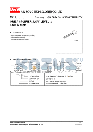 9015_1106 datasheet - PRE-AMPLIFIER, LOW LEVEL & LOW NOISE