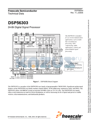 DSP56303PV100 datasheet - 24-Bit Digital Signal Processor