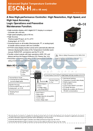 E5CN-HQ2MD-W-500 datasheet - Advanced Digital Temperature Controller