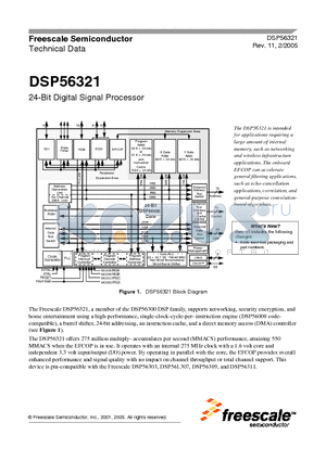 DSP56321 datasheet - 24-Bit Digital Signal Processor