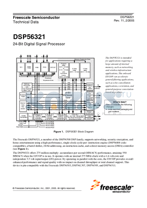 DSP56321VF200R2 datasheet - 24-Bit Digital Signal Processor