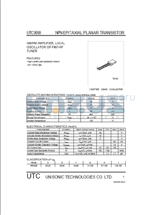 9018 datasheet - NPN EPITAXIAL  PLANAR TRANSISTOR