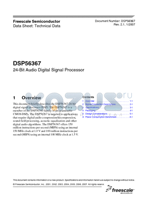 DSP56367P datasheet - 24-Bit Audio Digital Signal Processor