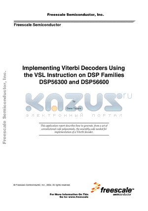 DSP56600 datasheet - Implementing Viterbi Decoders Using the VSL Instruction on DSP Families