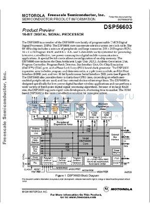 DSP56600AD datasheet - 16-BIT DIGITAL SIGNAL PROCESSOR