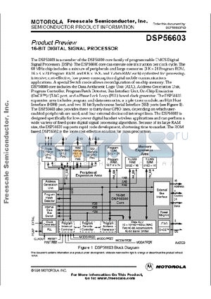 DSP56603AD datasheet - 16-BIT DIGITAL SIGNAL PROCESSOR