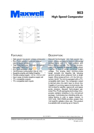 903 datasheet - High Speed Comparator