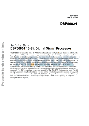 DSP56824 datasheet - DSP56824 16-Bit Digital Signal Processor