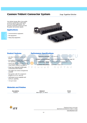 192991-0532 datasheet - Cannon Trident Connector System Snap Together-Slimline