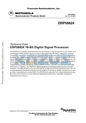 DSP56824UM/D datasheet - DSP56824 16-Bit Digital Signal Processor