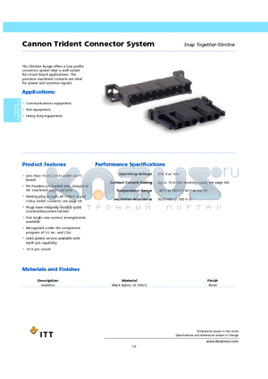 192991-0535 datasheet - Cannon Trident Connector System Snap Together-Slimline