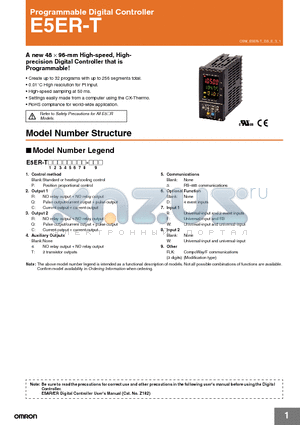 E5ER-TPRQ43F-FLK datasheet - Programmable Digital Controller