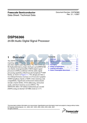 DSP56366 datasheet - 24-Bit Audio Digital Signal Processor