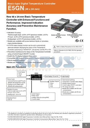 E5GN datasheet - Basic-type Digital Temperature Controller