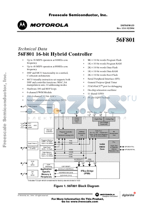 DSP56F801-7UM datasheet - 56F801 16-bit Hybrid Controller