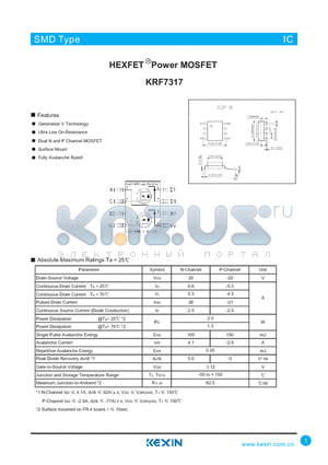 KRF7317 datasheet - HEXFET Power MOSFET