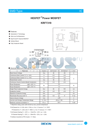 KRF7319 datasheet - HEXFET Power MOSFET