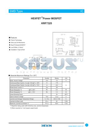 KRF7325 datasheet - HEXFET Power MOSFET