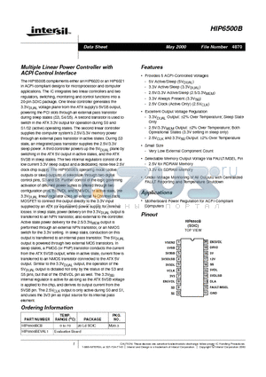 HIP6500BEVAL1 datasheet - Multiple Linear Power Controller with ACPI Control Interface