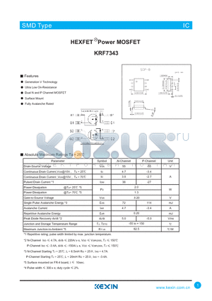 KRF7343 datasheet - HEXFET Power MOSFET