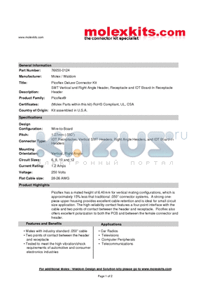 90325-7006 datasheet - SMT Vertical and Right Angle Header, Receptacle and IDT Board-In Receptacle Header