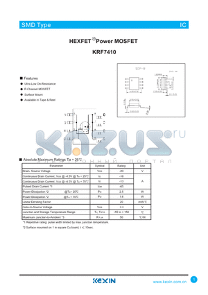 KRF7410 datasheet - HEXFET Power MOSFET
