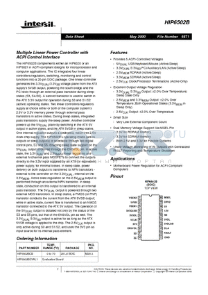 HIP6502BCB datasheet - Multiple Linear Power Controller with ACPI Control Interface