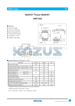 KRF7555 datasheet - HEXFET Power MOSFET