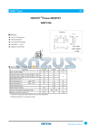 KRF7703 datasheet - HEXFET Power MOSFET