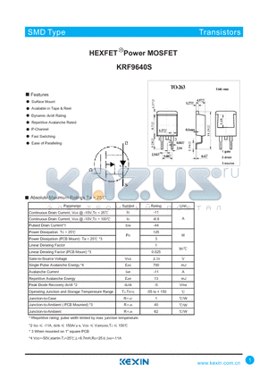 KRF9640S datasheet - HEXFET Power MOSFET