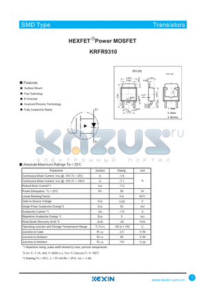 KRFR9310 datasheet - HEXFET Power MOSFET
