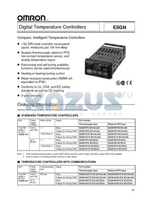 E5GN-QTCAC/DC24 datasheet - Digital Temperature Controllers