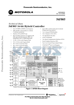 DSP56F805D datasheet - 16-bit Hybrid Controller