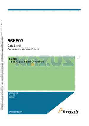 DSP56F807VF80 datasheet - 16-bit Digital Signal Controllers