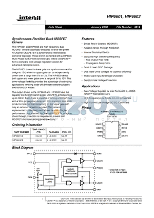 HIP6603CB datasheet - Synchronous-Rectified Buck MOSFET Drivers