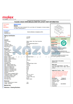 90327-0357 datasheet - 1.27mm (.050) Pitch Picoflex^ PF-50, Low Profile, IDT Receptacle, 6 Circuits, Natural, Tin Plated, Reeling Option C