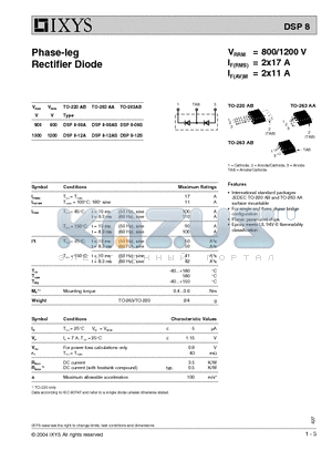 DSP8-08A datasheet - Phase-leg Rectifier Diode