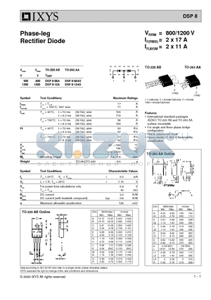 DSP8-08AS datasheet - Phase-leg Rectifier Diode