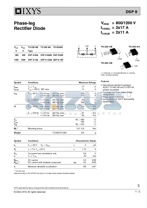 DSP8-12S datasheet - Phase-leg Rectifier Diode
